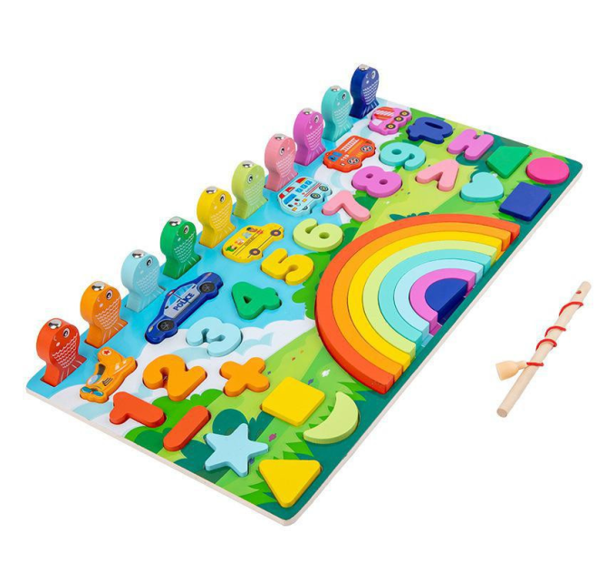 Деревянная игрушка Центр развивающий MD 1647 рыбалка, цифры, слова укр/рус