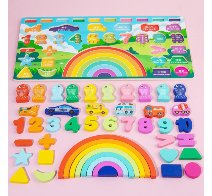 Деревянная игрушка Центр развивающий MD 1647 рыбалка, цифры, слова укр/рус