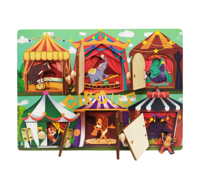 Дерев'яна іграшка Бізіборд MD 2896 двері та вікна відкриваються