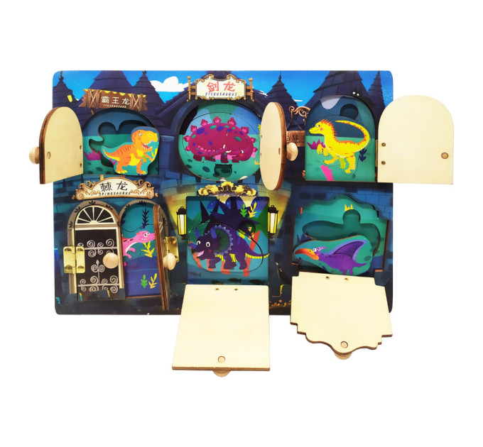 Дерев'яна іграшка Бізіборд MD 2896 двері та вікна відкриваються