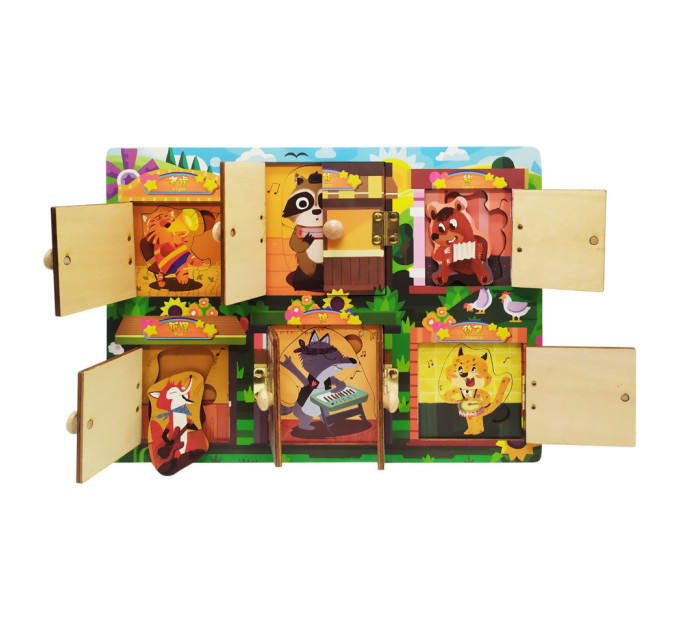 Дерев'яна іграшка Бізіборд MD 2896 двері та вікна відкриваються