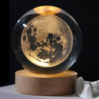 Ночник светильник 3D Хрустальный шар Д8 Космос Луна 13409