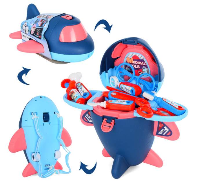 Игровой набор Доктор L666-58 стол 31-31-28 см, инструменты,самолет