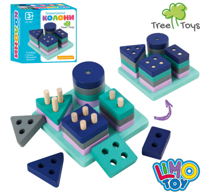 Деревянная игрушка Геометрика Limo Toy MD 1899 фигур 16 шт