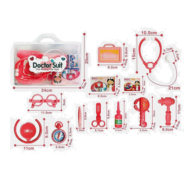 Игрушечный набор врача 8807-5, шприц, стетоскоп, очки, аксессуары