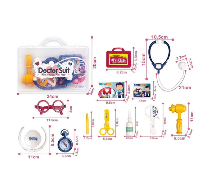 Игрушечный набор врача 8807A-5, шприц, стетоскоп, очки, аксессуары