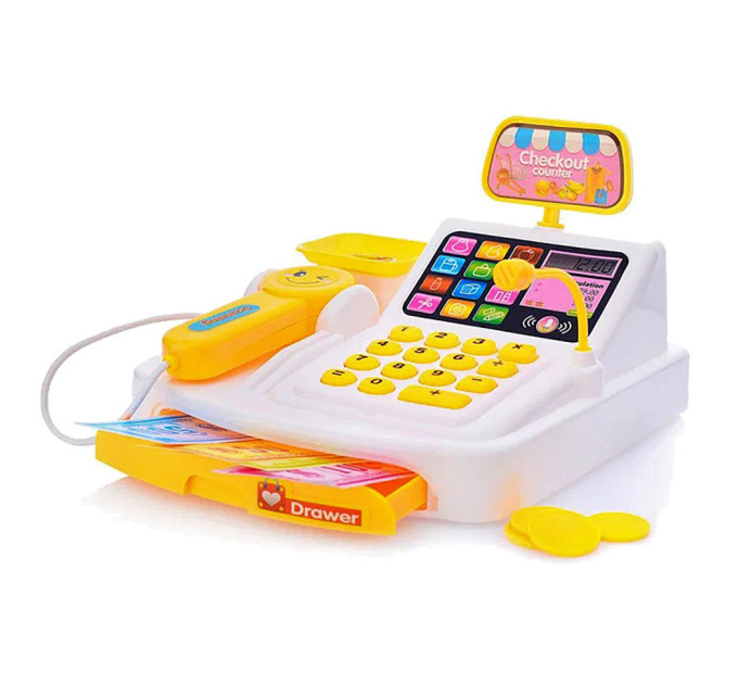 Игрушечный кассовый аппарат 777-21, на батарейках, сканер, деньги, свет, звук