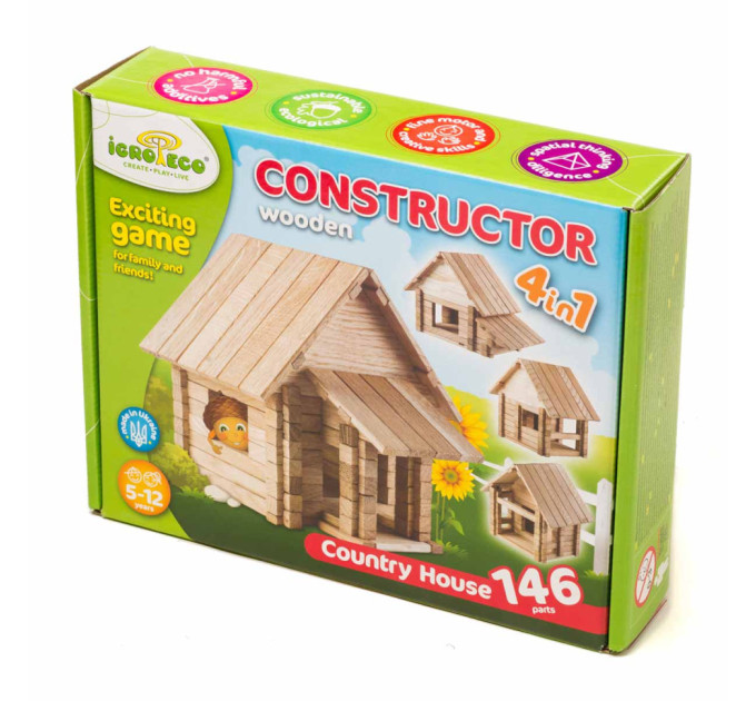 Дерев'яний конструктор "Заміський будиночок" Igroteco 900316,146 дет