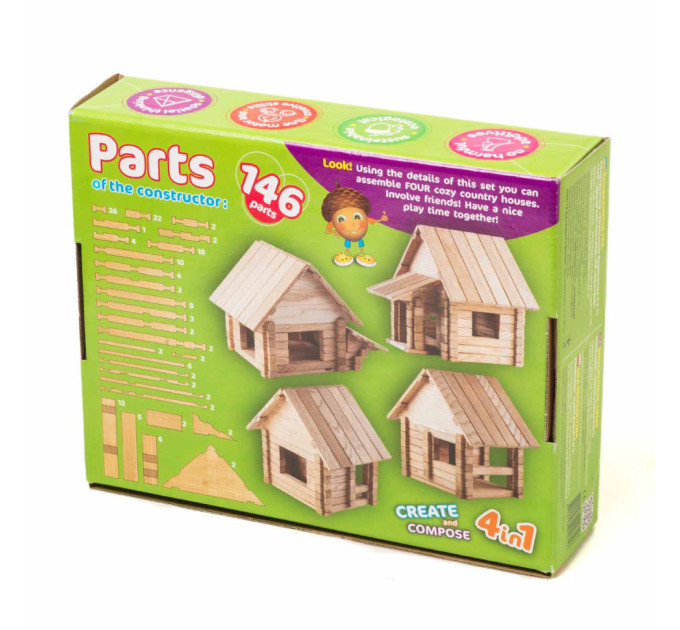 Дерев'яний конструктор "Заміський будиночок" Igroteco 900316,146 дет