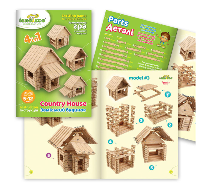 Дерев'яний конструктор "Заміський будиночок" Igroteco 900316,146 дет