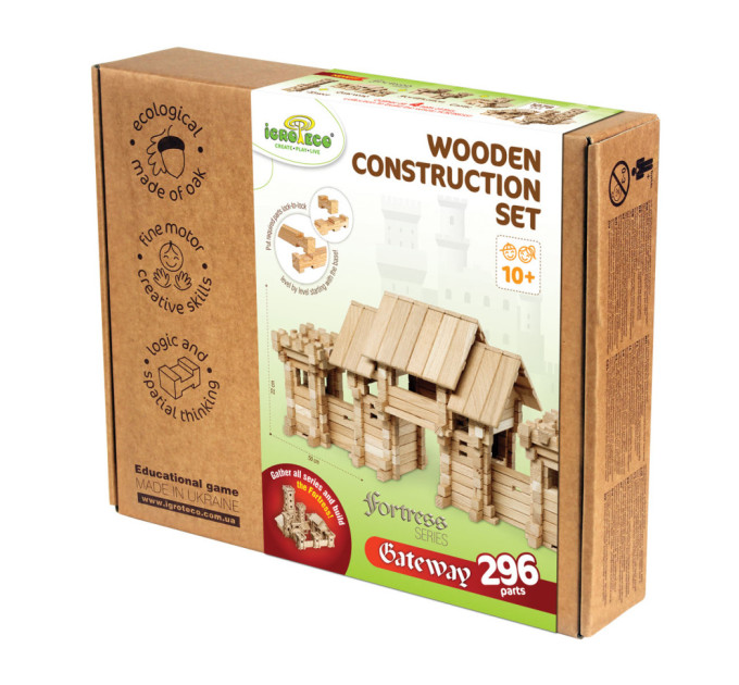 Дерев'яний конструктор "В'їзна брама" Igroteco 900354, 296 деталей