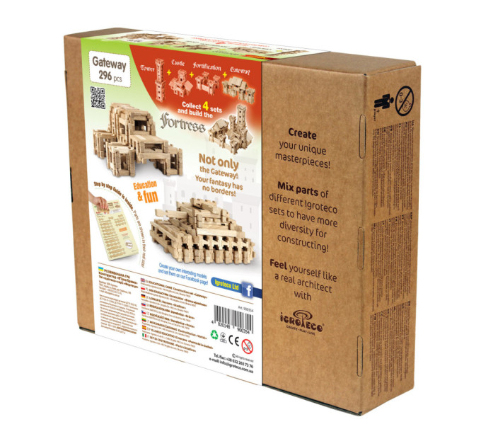 Дерев'яний конструктор "В'їзна брама" Igroteco 900354, 296 деталей