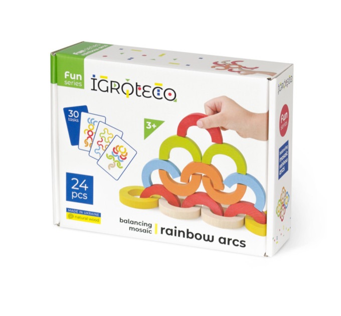 Деревянная развивающая игра "Радужные дуги" Igroteco 900507 мозаика-балансир