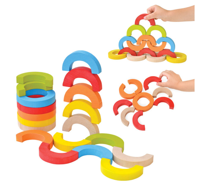 Деревянная развивающая игра "Радужные дуги" Igroteco 900507 мозаика-балансир