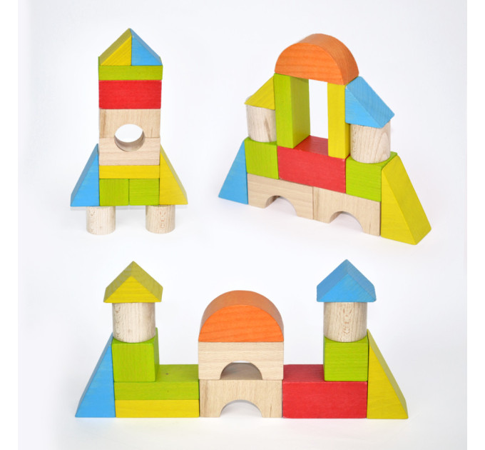 Деревянный конструктор "Строительные блоки" Igroteco 900453, 14 деталей