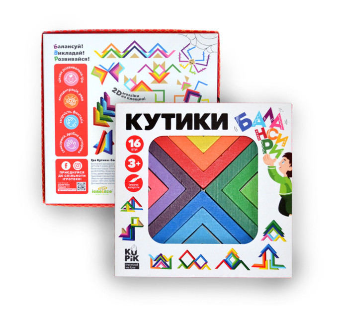 Развивающая игрушка-балансир "Уголки" Kupik 900095, 16 элементов