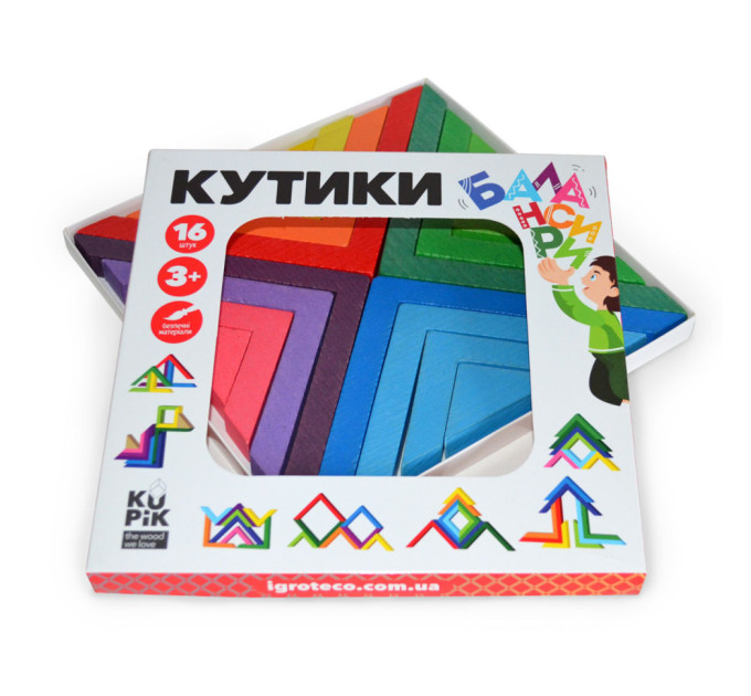 Развивающая игрушка-балансир "Уголки" Kupik 900095, 16 элементов