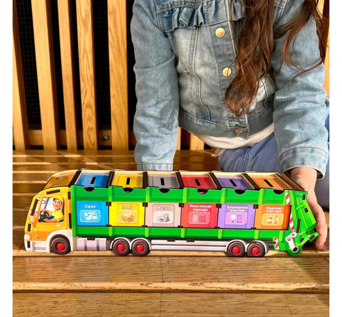 Настольная развивающая игра "Сортировка мусора: мусоровоз" Ubumblebees (ПСФ129) PSF129 комодик