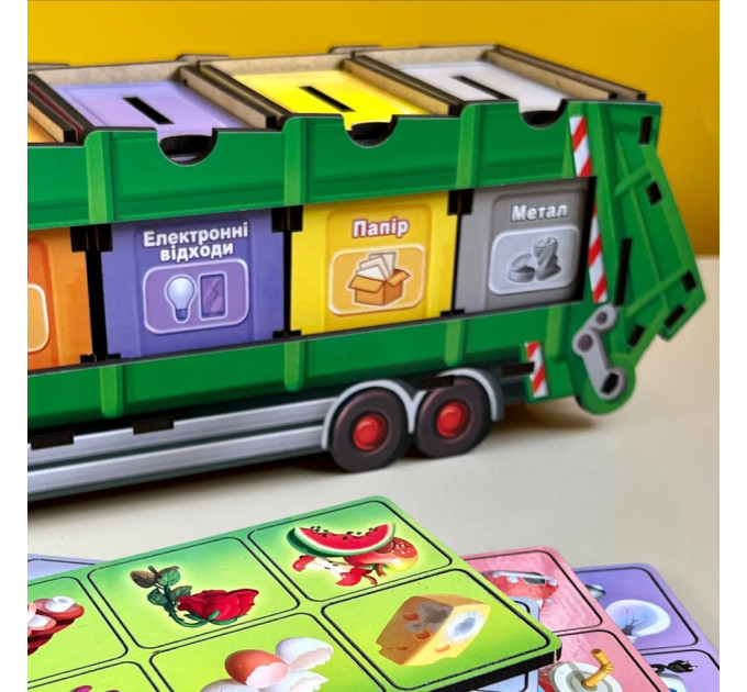 Настольная развивающая игра "Сортировка мусора: мусоровоз" Ubumblebees (ПСФ129) PSF129 комодик