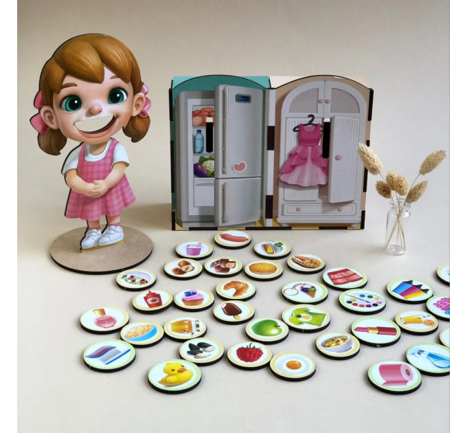 Деревянная настольная игра "Съедобное-несъедобное" Ubumblebees (ПСФ091) PSF091 сортер-комодик