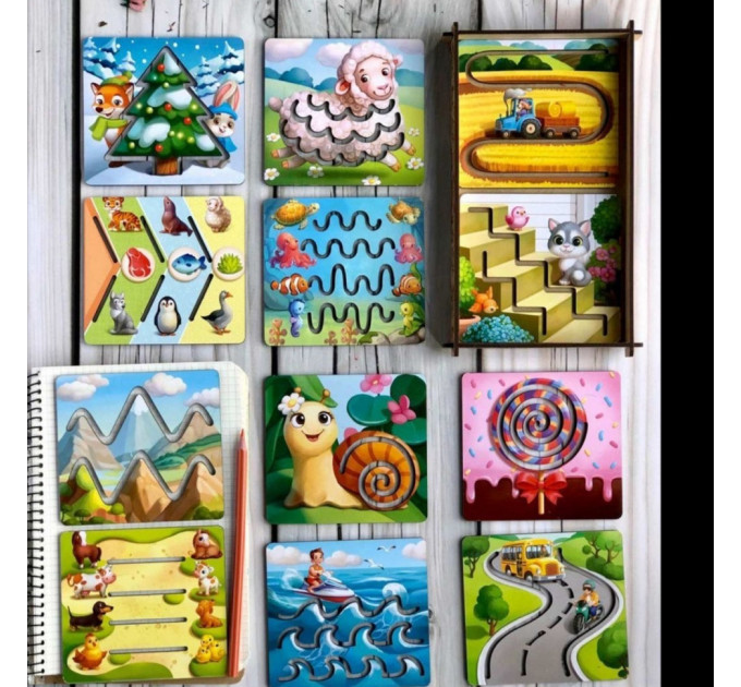 Деревянные трафареты для детей Ubumblebees (ПСФ094) PSF094 маленькие 12 шт