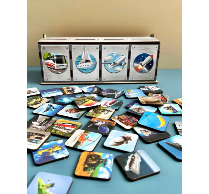 Настольная развивающая игра "Виды транспорта" Ubumblebees (ПСФ109) PSF109 комодик-сортер