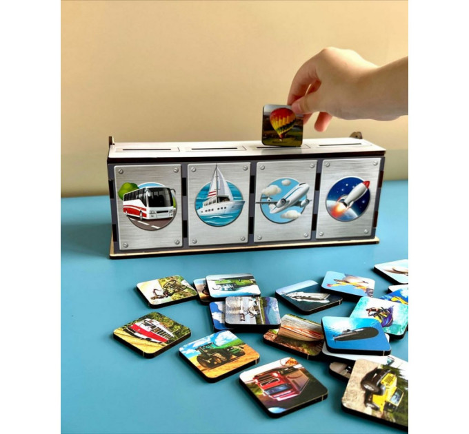 Настольная развивающая игра "Виды транспорта" Ubumblebees (ПСФ109) PSF109 комодик-сортер