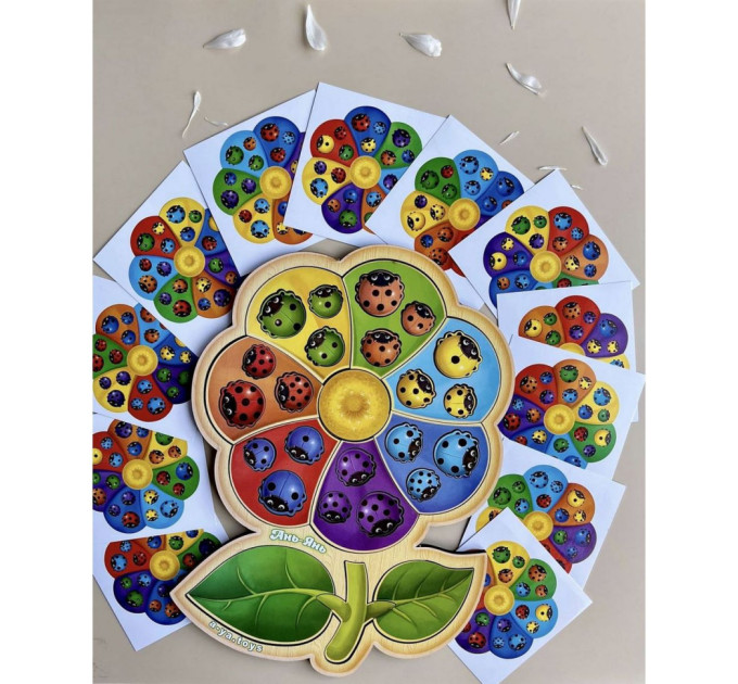 Настільна розвиваюча гра "Квітка-семиквітка-2" Ubumblebees (ПСФ039) PSF039 сортер з картками