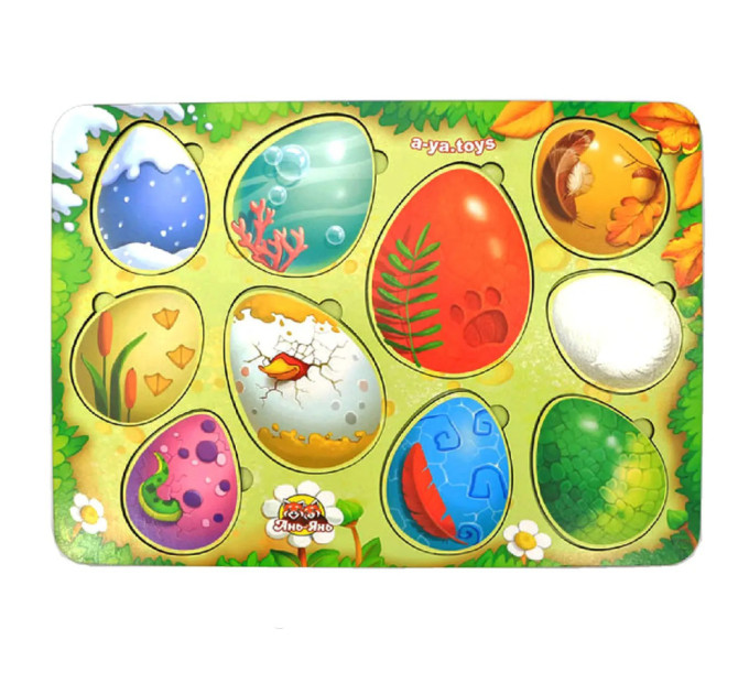 Настольная развивающая игра "Кто в яйце?" Ubumblebees (ПСФ040) PSF040 сортер-вкладыш