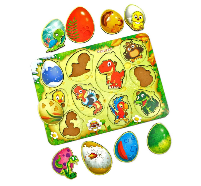 Настольная развивающая игра "Кто в яйце?" Ubumblebees (ПСФ040) PSF040 сортер-вкладыш