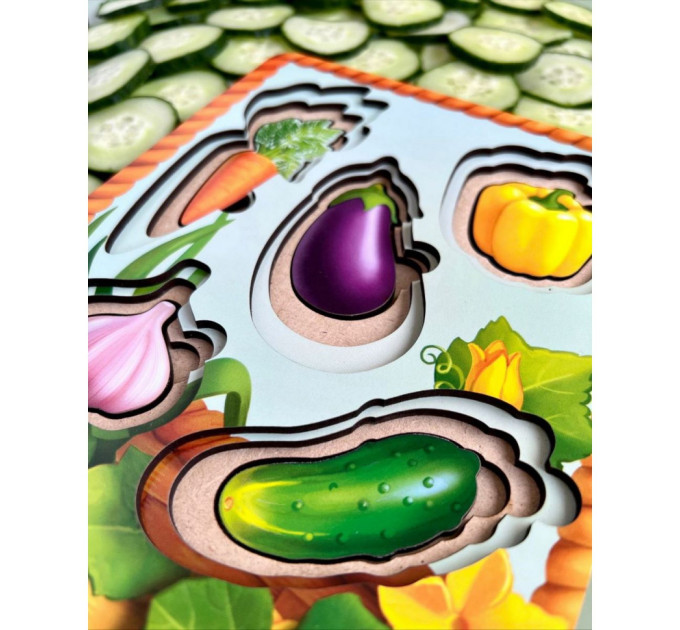 Настольная развивающая игра "Корзина с овощами-1" Ubumblebees (ПСФ042) PSF042 сортер-вкладыш