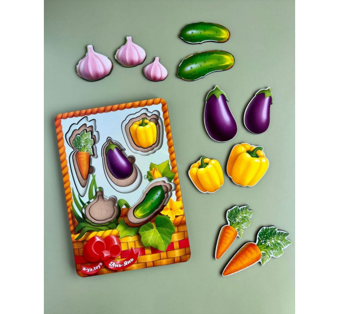 Настольная развивающая игра "Корзина с овощами-2" Ubumblebees (ПСФ043) PSF043 сортер-вкладыш
