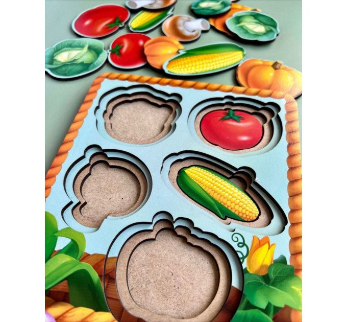 Настольная развивающая игра "Корзина с овощами-2" Ubumblebees (ПСФ043) PSF043 сортер-вкладыш