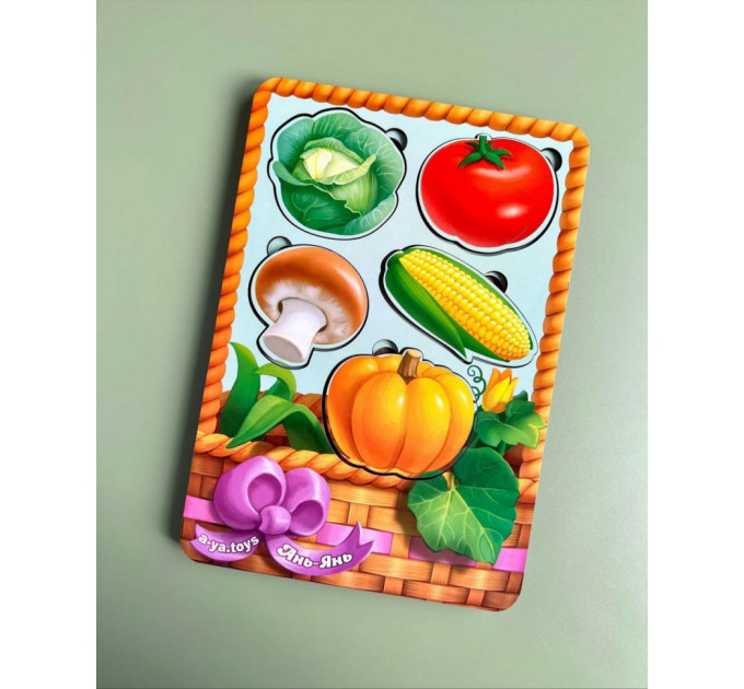 Настольная развивающая игра "Корзина с овощами-2" Ubumblebees (ПСФ043) PSF043 сортер-вкладыш