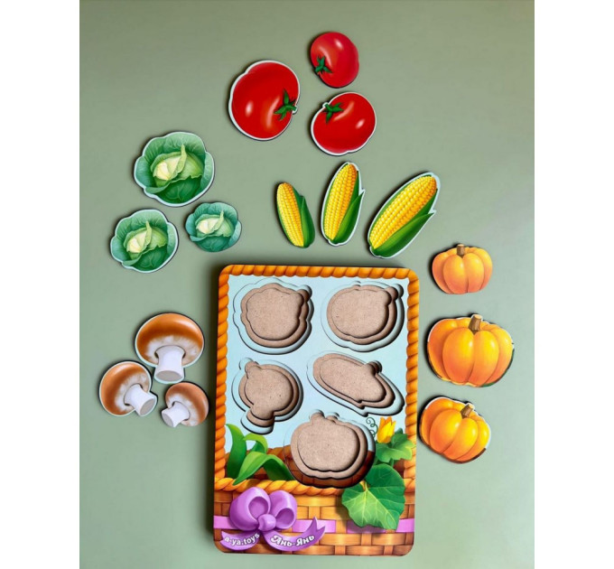 Настольная развивающая игра "Корзина с овощами-2" Ubumblebees (ПСФ043) PSF043 сортер-вкладыш