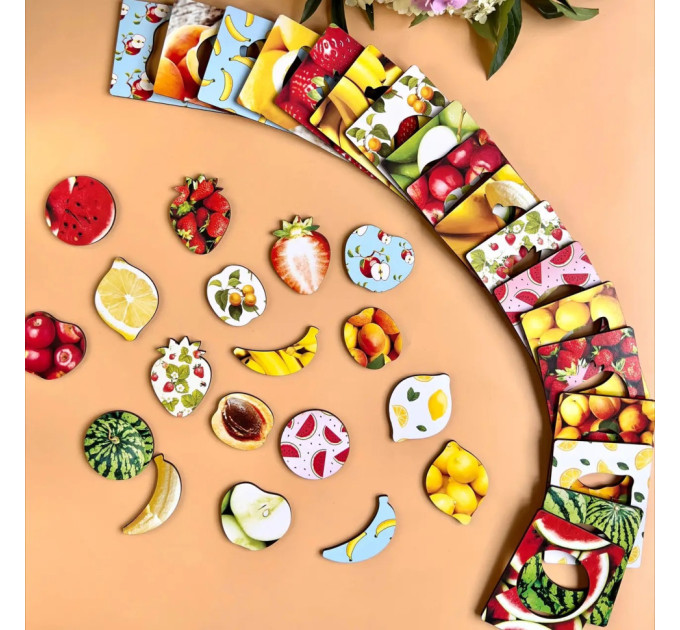 Деревянные Досточки Сегена "Фрукты" Ubumblebees (ПСФ035) PSF035 с узорами