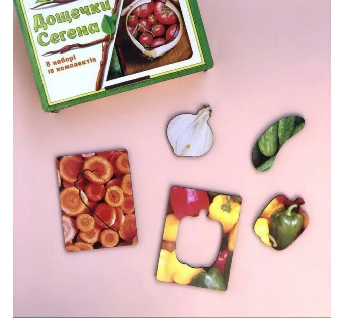 Деревянные Досточки Сегена "Овощи" Ubumblebees (ПСФ036) PSF036  с узорами