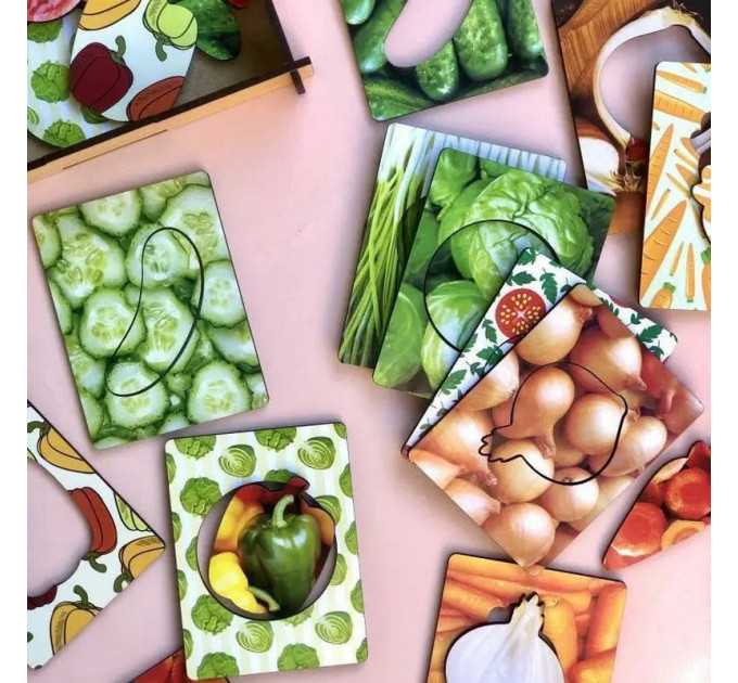 Деревянные Досточки Сегена "Овощи" Ubumblebees (ПСФ036) PSF036  с узорами