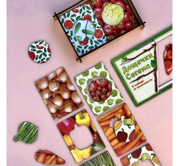 Деревянные Досточки Сегена "Овощи" Ubumblebees (ПСФ036) PSF036  с узорами