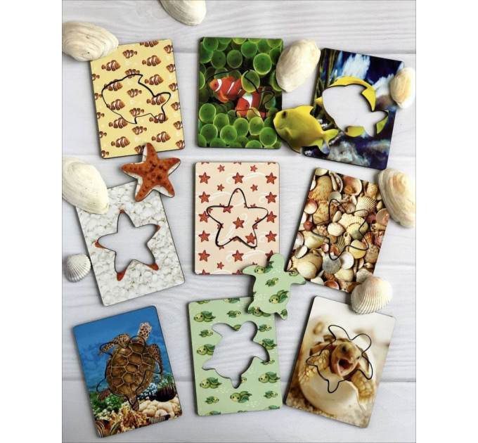 Деревянные Досточки Сегена "Морские жители" Ubumblebees (ПСФ083) PSF083 с узорами