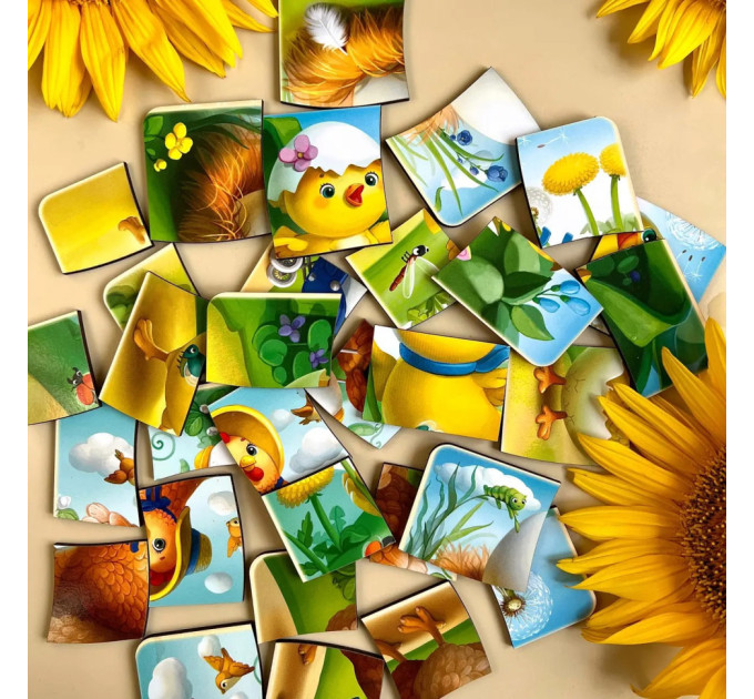 Деревянная настольная игра "Этапы развития курочки" Ubumblebees (ПСФ018) PSF018 сортер-пазл