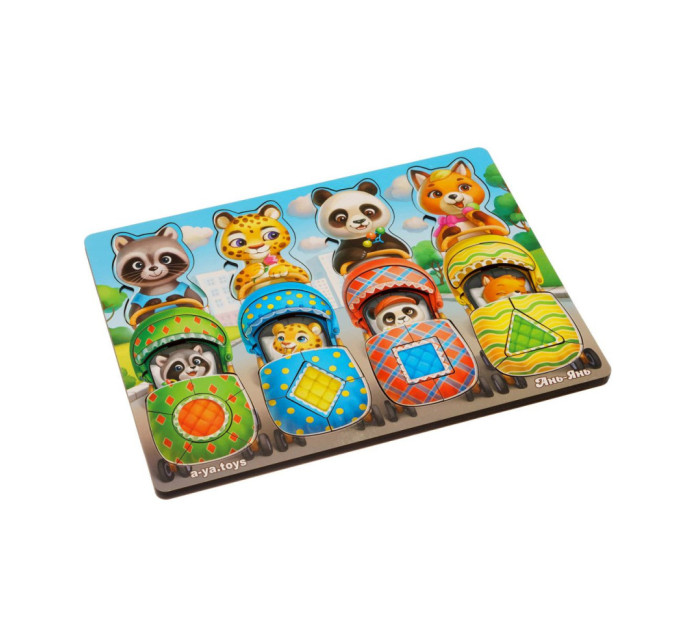 Деревянная настольная игра "Звери в колясках" Ubumblebees (ПСД176) PSD176 сортер-вкладыш