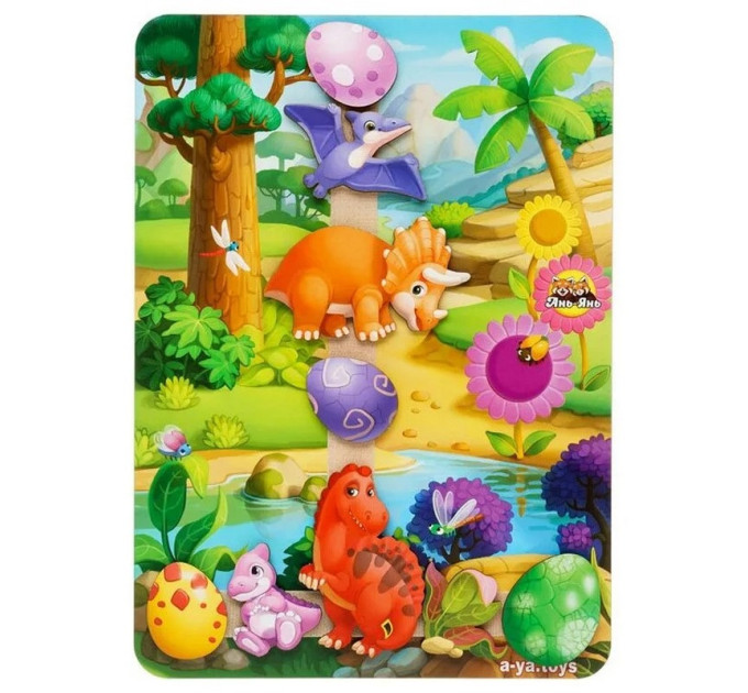 Деревянная настольная игра "Долина динозавров" Ubumblebees (ПСФ038) PSF038 на липучках