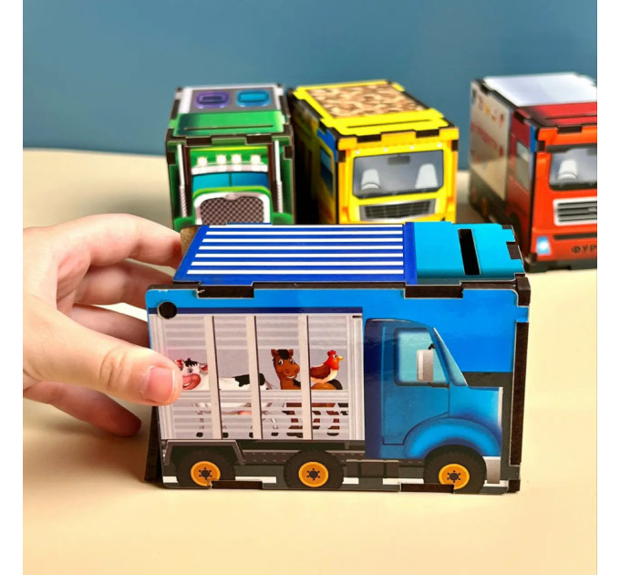 Деревянная настольная игра "Автопарк" Ubumblebees (ПСД082) PSD082 сортер-комодик