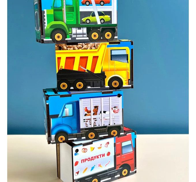 Деревянная настольная игра "Автопарк" Ubumblebees (ПСД082) PSD082 сортер-комодик