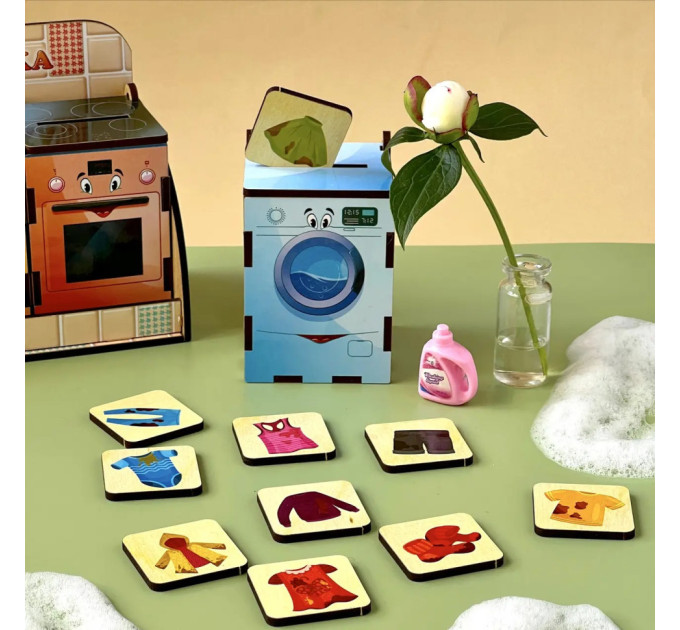 Деревянная настольная игра "Бытовая техника" Ubumblebees (ПСД001) PSD001 сортер-комодик