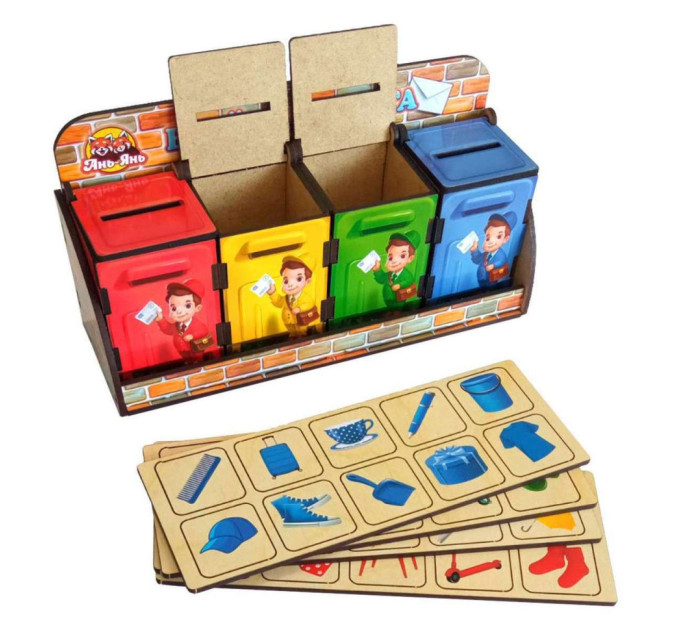 Деревянная настольная игра "Веселый почтальон" Ubumblebees (ПСД081) PSD081 сортер-комодик