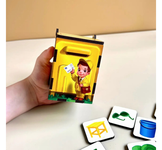 Деревянная настольная игра "Веселый почтальон" Ubumblebees (ПСД081) PSD081 сортер-комодик