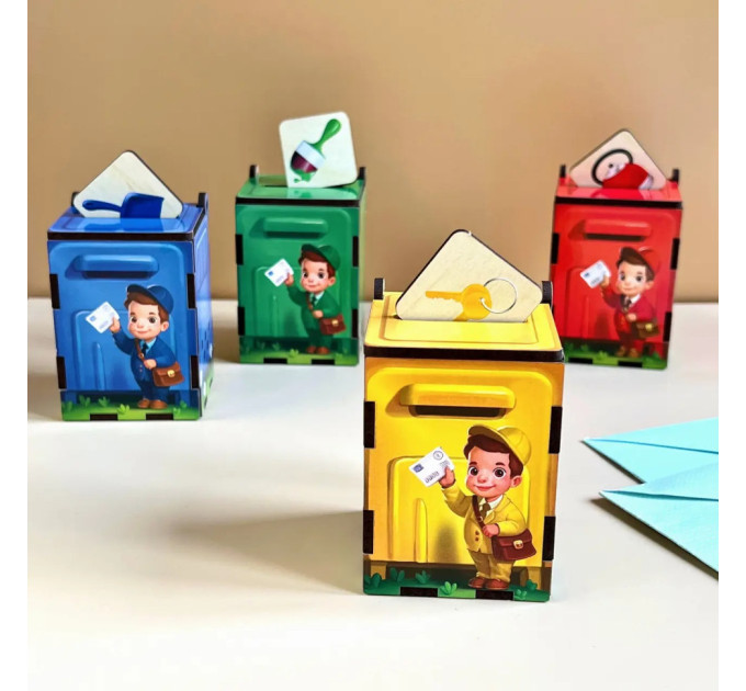 Деревянная настольная игра "Веселый почтальон" Ubumblebees (ПСД081) PSD081 сортер-комодик