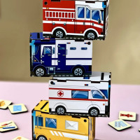 Деревянная настольная игра "Служебный транспорт" Ubumblebees (ПСФ027) PSF027 сортер-комодик